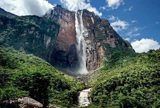Angel Falls, standing at 3,212 feet (979 meters) tall, is located in the state of Bolivar, Venezuela.
