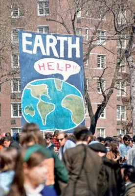 A bustling crowd in New York City gathered for the inaugural Earth Day celebration on April 22, 1970.