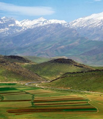 A verdant valley located in the Zagros Mountains near Dena, Iran, part of the "fertile crescent."