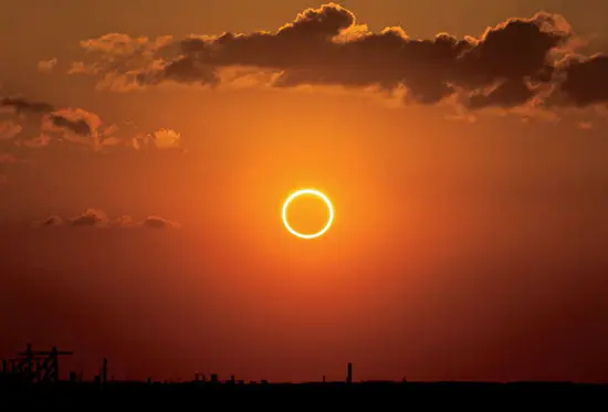 In the distant future, the Moon will move farther away from the Earth, resulting in all solar eclipses being "annular" eclipses, like the one pictured here from May 20, 2012.
