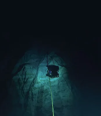 The US National Oceanic and Atmospheric Administration's remotely operated robotic submersible Deep Discoverer, used in 2016 to explore the geology of layered rocks in the Mariana Trench, at depths of around 20,000 feet (6100 meters).