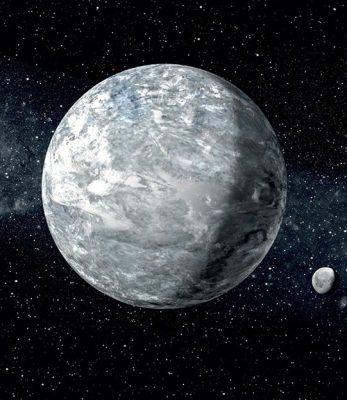 This image is an artist's impression of "Snowball Earth," depicting a period in Earth's distant past when it is hypothesized that the planet was mostly or entirely covered by snow and ice.