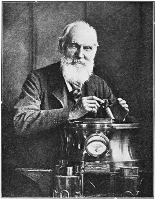 A 1910 photograph of the physicist William Thomson, also known as Lord Kelvin, conducting compass measurements.
