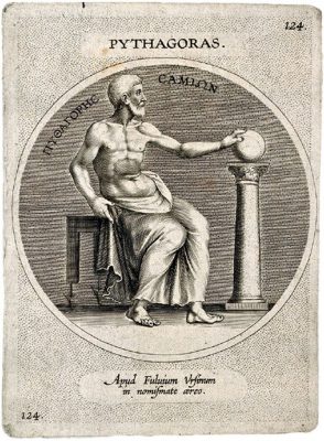 Above: Evidence for the Earth's round shape is the curved shadow it casts on the Moon during a lunar eclipse, as seen in this 2008 observation from Greece. Main image: An engraving of the sixth-century BCE Greek philosopher and mathematician Pythagoras, one of the early proponents of the idea that the Earth is a spherical object.